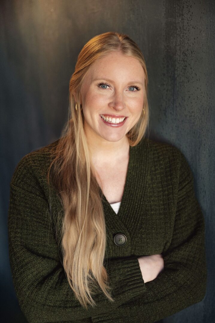 Casual portrait of woman in green sweater